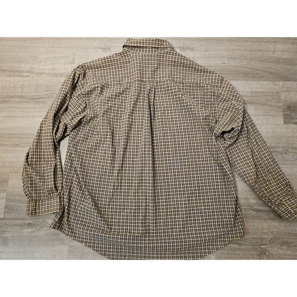 St. Johns Bay Mens Button Shirt Gray Plaid XL Cotton Blend Long Sleeve Stretch - Picture 6 of 7